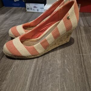 Life Stride Orange and Cream Wedge Shoes